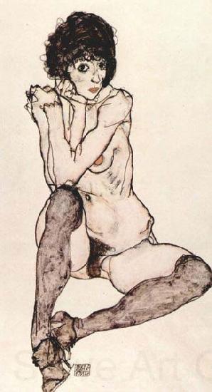 Egon Schiele Sitzender weiblicher Akt,